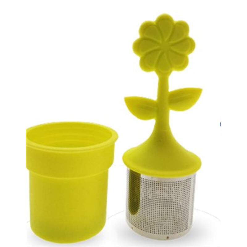 Infusette fleur silicone - Inox jaune - D : 3,7 cm - H : 3,7 cm