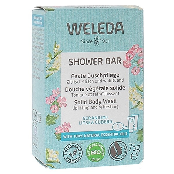Douche végétale solide - Géranium et Litsea Cubeba - 75 g - WELEDA