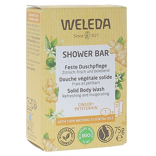 Douche végétale solide - Ginger et Petitgrain - 75 g - WELEDA