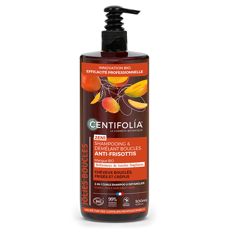 Shampoing & démêlant boucles - Anti-frisottis 2en1 - Flacon pompe 500 ml - CENTIFOLIA