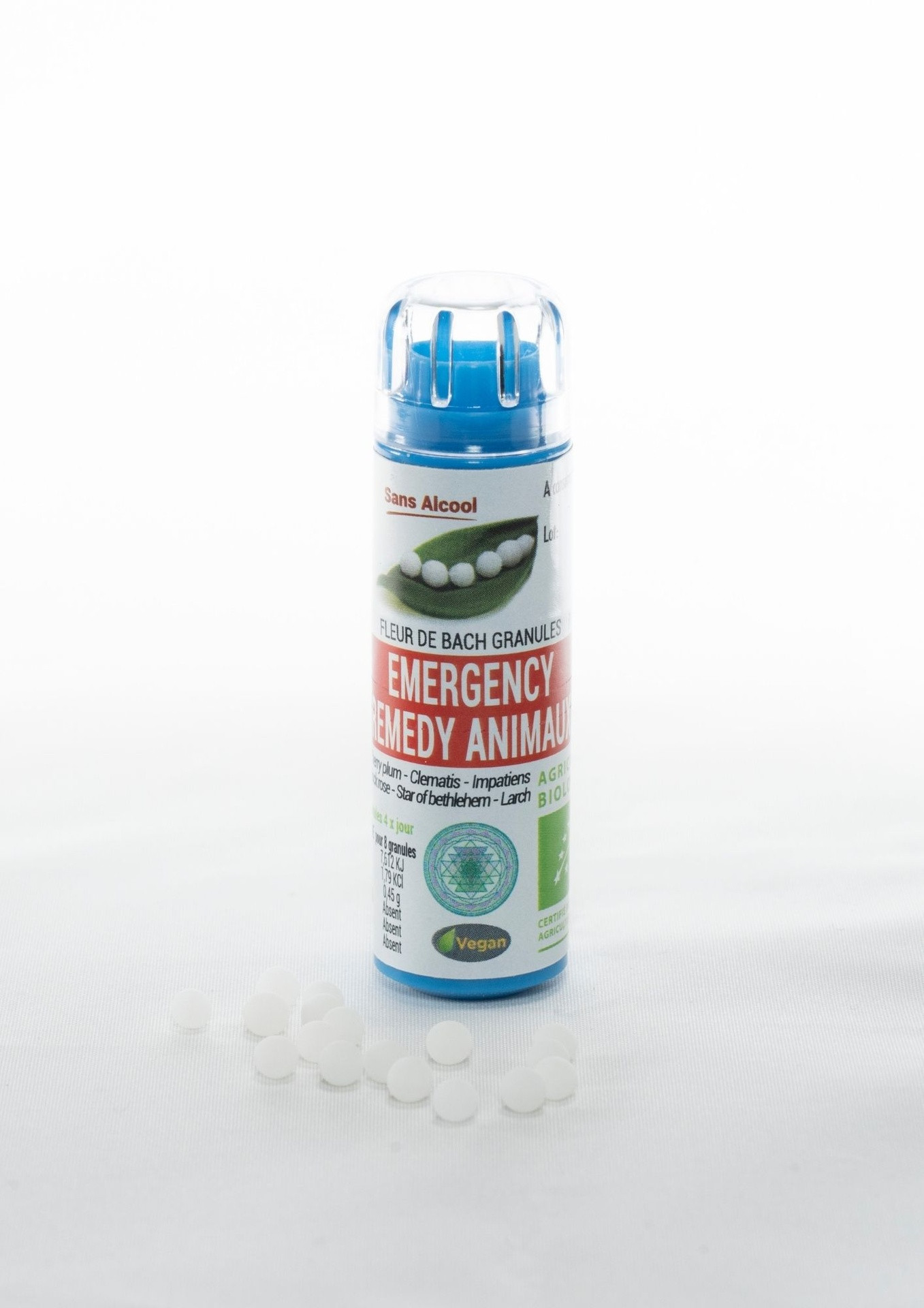 Emergency remedy animaux - Fleur de Bach BIO granules - 130 granules - COMPLEXE BACH - KOSMEO FLEURS DE BACH