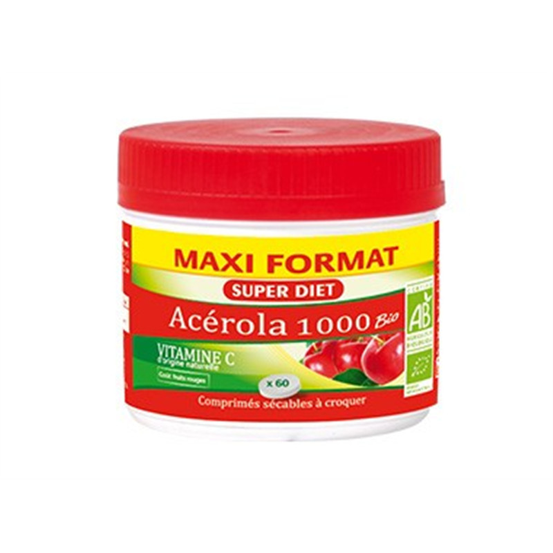 Acerola 1000 BIO - 60+12 comprimés à croquer  - SUPERDIET